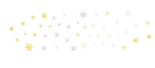 new year pattern. Christmas theme, golden openwork shiny snowflakes, star, 3D rendering.