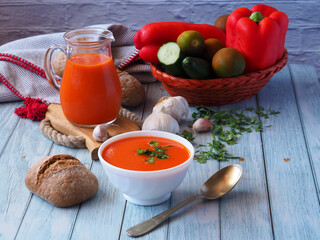 Tomato gazpacho soup. Spanish traditional cuisine