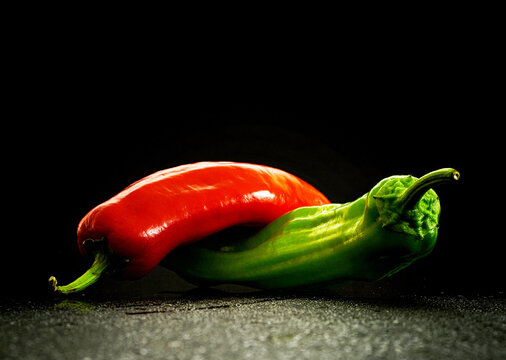 Red Hot Chili Pepper On Black Background