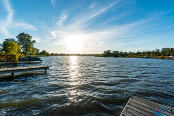 Tampier Lake in the Chicago Suburbs at the Early Evening around Sunset