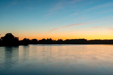 Tampier Lake in the Chicago Suburbs at the Early Evening around Sunset