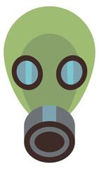 Military respirator icon. Green gas filter mask