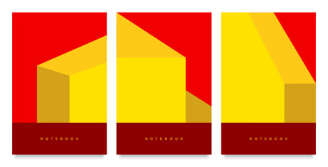 abstract geometric building red yellow art cover notebook background vector design wallpaper