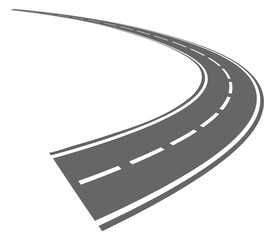Road curve. Round turn way. Driving path