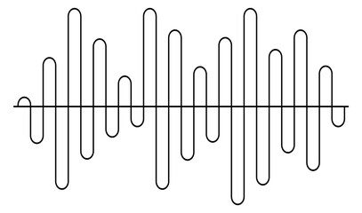 Sound wave symbol. Black audio level line