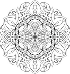 Mandala isolated on the white background.Doodle pattern.ornament design for coloring page