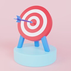 3d model of the target. Business goal. Financial success.  Computer graphics.