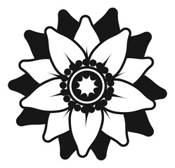 Flower black icon. Elegant blooming nature symbol