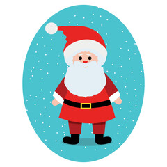 Santa sticker. Festive pattern. Design for paper, cover, fabric, interior decor, postcard. Vector flyers, posters, business cards or for the Internet.
