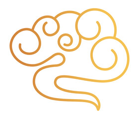 Smoke cloud in japanese style. Golden ink ornament
