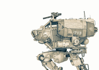 front combat machine in a white background with copy space side view