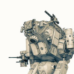front combat machine in a white background close up