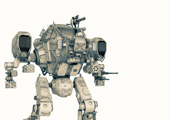front combat machine in a white background with copy space