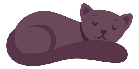 Sleeping cat icon. Cute dark resting kitten