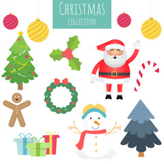 Merry christmas decorations icon collection. Vector illustration.