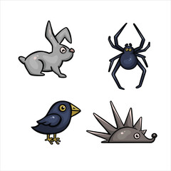 cartoon colored set of pets vector