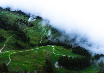 view of the cloudy mountains 