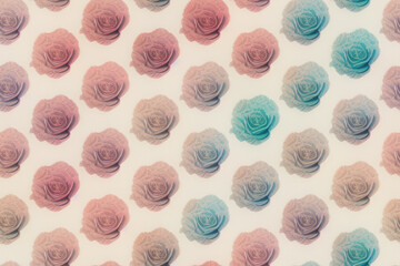 Seamless pastel roses on beige background. Repeatable background, wallpaper, backdrop. 3d illustration.