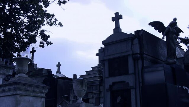 La Recoleta Cemetery in Buenos Aires, Recoleta Neighborhood, Buenos Aires, Argentina. 4K Resolution.