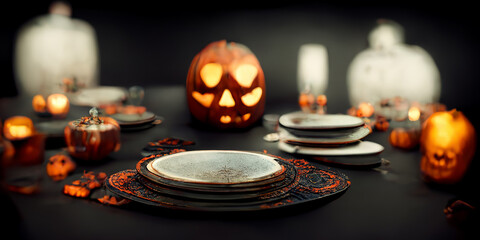 Fototapeta na wymiar Scary halloween table set