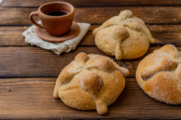 Traditional Mexican bread of the dead also known as 