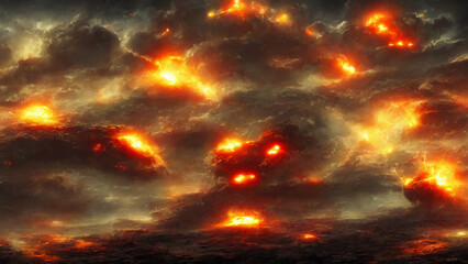 Fototapeta premium Atomic explosion on earth. Consequences of atomic war.