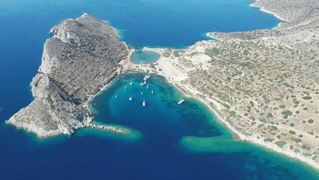 Aerial view of the ancient city of Knidos, located in present Mugla, Turkey