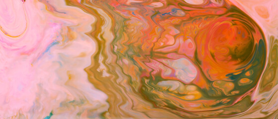 Abstract colorful background. Fluid art wallpaper, liquid vibrant colors. Multicolored liquid surface. Trendy backdrop