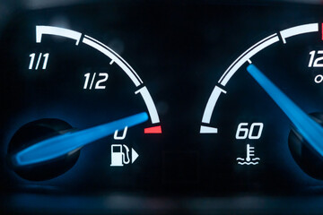 gauge with fuel gauge - low fuel position