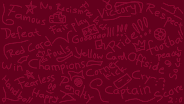 maroon background with abstract text scribbles for sports tournament