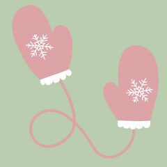 Winter gloves with snowflakes on the isolated background. 
