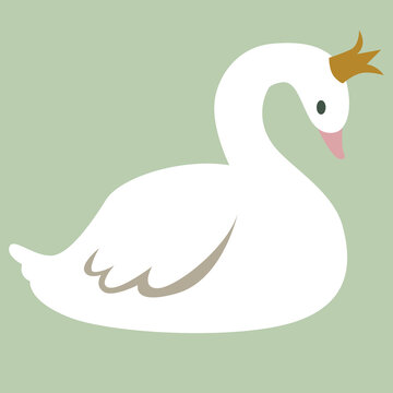White swan with a gold crown illustration. 