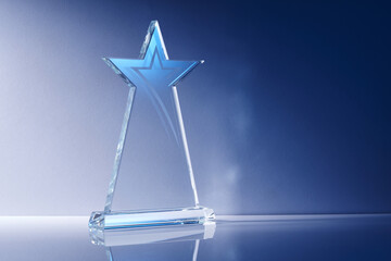 close up of star shape crystal trophy