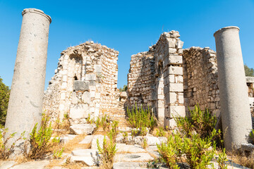 Ruins of Medieval Town Church at Patara ancient site in Antalya province of Turkey
