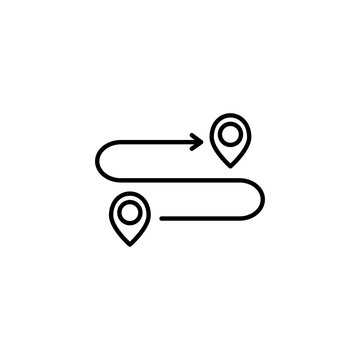 Route Line Icon. Mark Pointers, Itinerary, Arrow. Navigation Concept. Can Be Used For Topics Like Map Location, Way Finding, Destination Eps 10