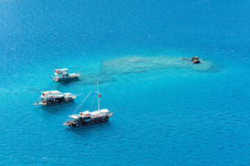 Yachts on the Mediterranean coast of Turkey.