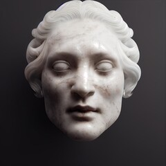 Female head renaissance style marble statue