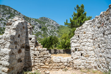 Ruins of the North Necropolis at Olympos ancient site in Antalya province of Turkey.