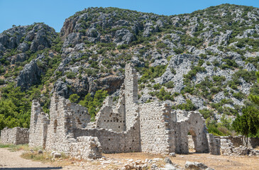 Ruins of the North Necropolis at Olympos ancient site in Antalya province of Turkey.