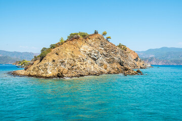 Tip of an island in the Yassica Adalari group of islands off Gocek coast in Mugla province of Turkey.