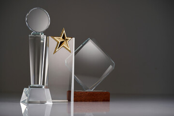 close up of glass or crystal trophy