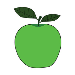 Green Apple with two leaf design. Best graphic resources illustration. vector graphic design for icons and symbols and logo designing and stationery and print media purpose and etc.