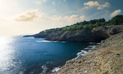 Fototapeta na wymiar Morning in Hamsilos Bay. Black Sea coastal cliffs. Inceburun, Sinop, Turkey