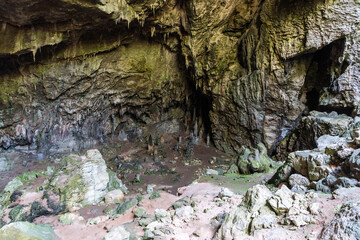 View of Nimara Cave on Cennet Adasi island near Marmaris resort town in Turkey