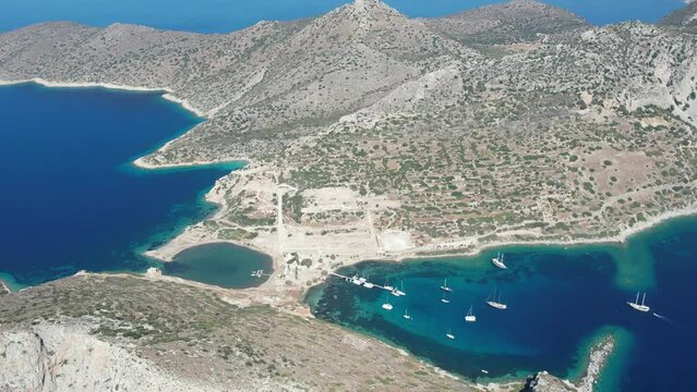 Aerial view of the ancient city of Knidos, located in present Mugla, Turkey