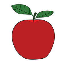 Red Apple with two leaf design. Best graphic resources illustration. vector graphic design for icons and symbols and logo designing and stationery and print media purpose and etc.