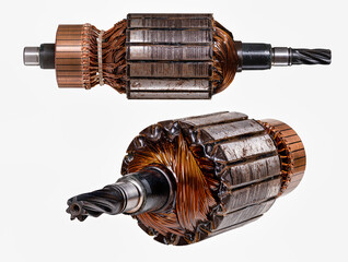 Electric motor rotor on an isolated background.
