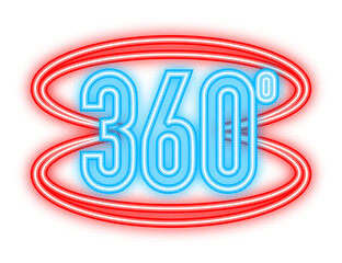 Neon The 360-degree Angle icon. Geometric mathematical symbol. Full rotation.