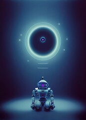 Fototapeta premium Robot meditation nirvana, having peace