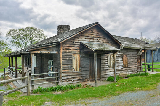 Narrowsburg, New York, United States of America &ndash; April 29, 2017. Replica of a wooden building of Fort Delaware in Narrowsburg, NY. 